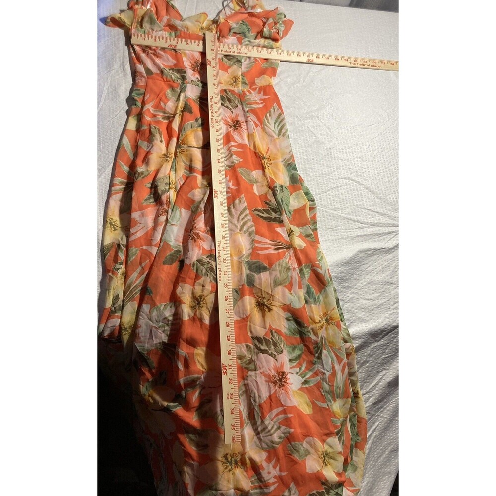 Bar III Women's Orange Yellow Green Dress Floral Ruffle Sleeveless Size XS New - Picture 3 of 12